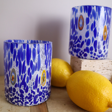 Load image into Gallery viewer, Murano Drinking Glasses Azzuro Blue with lemons
